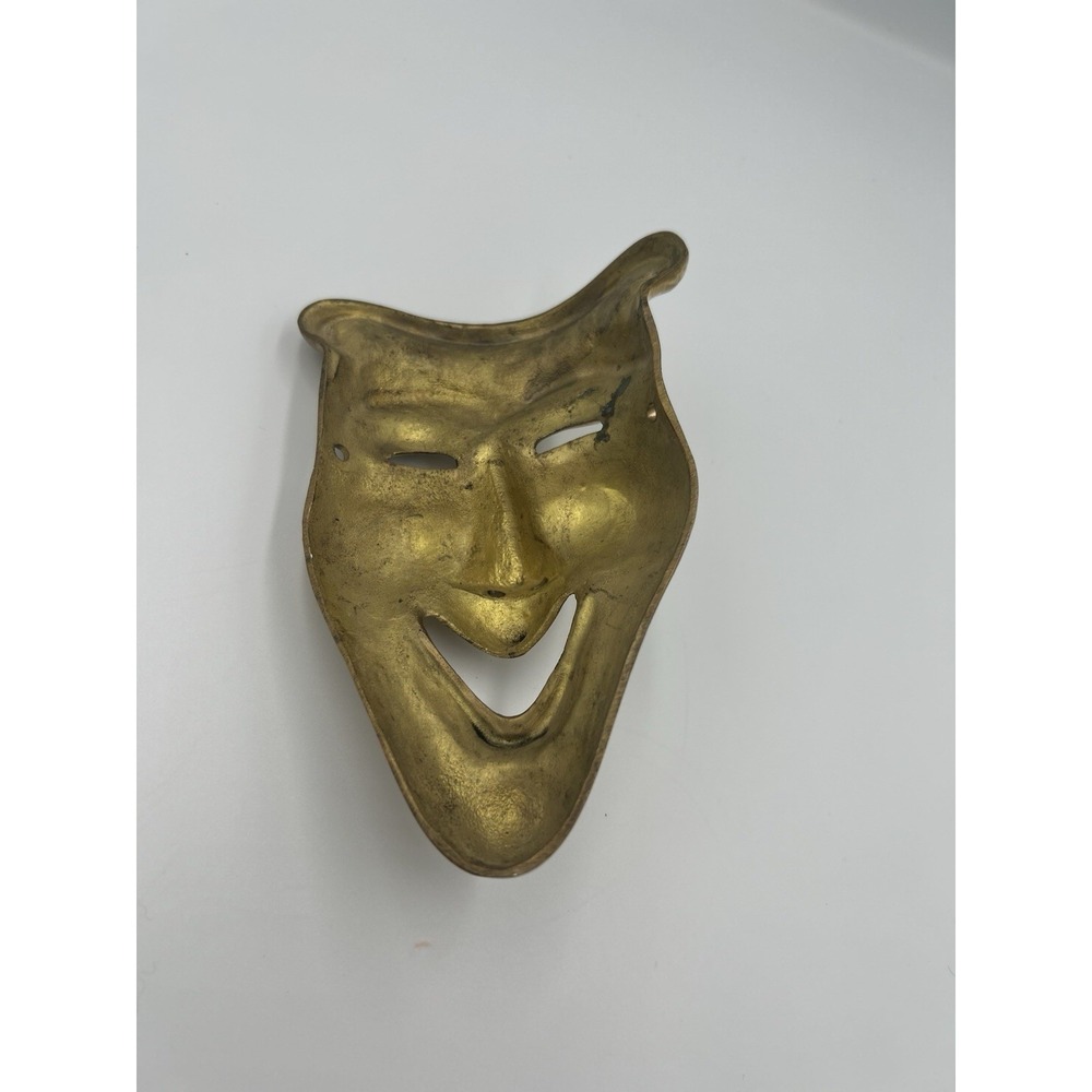 Vintage  Solid Brass Comedy theatre mask wall hanging decor tragedy half mask